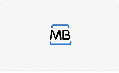 Logotipo do sistema Multibanco, conhecido pela sigla MB, com as letras pretas "MB" rodeadas por dois traços azuis curvos, sobre fundo branco.