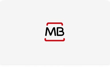 Logotipo do sistema Multibanco, conhecido pela sigla MB, com as letras pretas "MB" rodeadas por dois traços vermelhos curvos, sobre fundo branco.